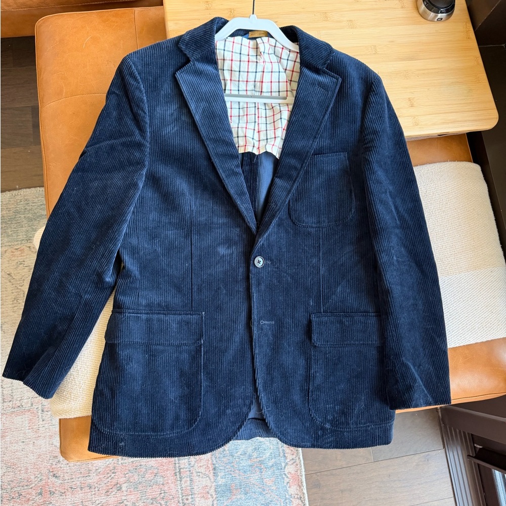 Brooks Brothers Navy Blazer with Cream Plaid Lining - Picture 2 of 5